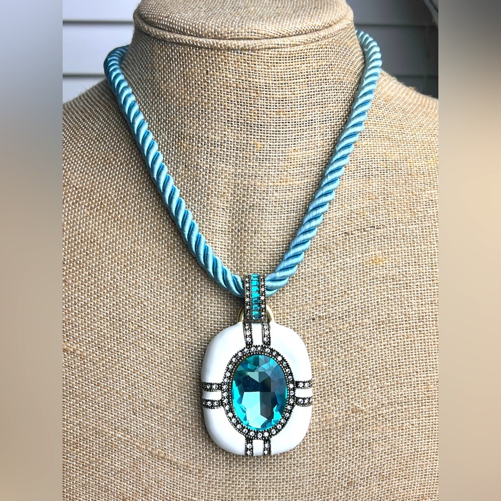 Heidi Daus Elegant Blue and White Pendant Necklace